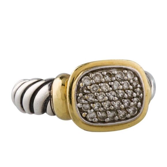 David Yurman noblesse two tone diamond ring - Picture 3 of 5